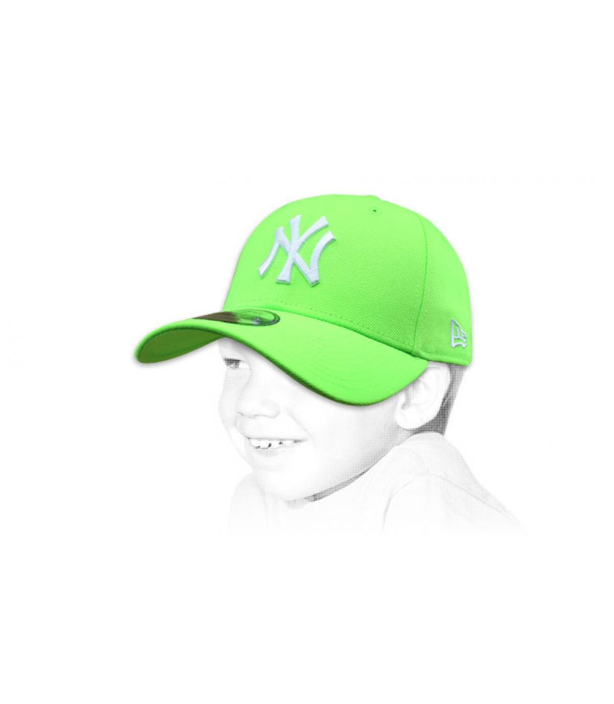 child green NY cap Kids League Ess NY neon green